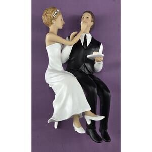 Lillian Rose Cake Topper Couple Eating Cake Figurine Wedding